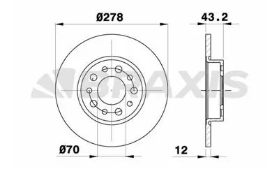 BRAXIS AE0346 Fren Dıskı Arka 500 X 14> / 159 05> Gıulıetta 10> Spıder 06>10 Brera 05> Jeep Renegad 14> Alfa Romeo GM 46843610, GM 51760273, GM 51767378, GM 51964082, GM 51963547, GM 51767377, GM 52059174, GM K68254088AB, GM K68254088AA, GM K68249842AA