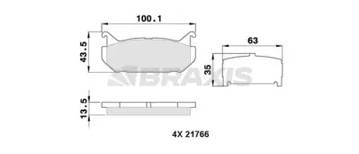 BRAXIS AA0335 Arka Fren Balatası Mazda 626 Fs 2.0 92>97 GM 