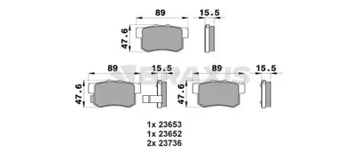 BRAXIS AB0205 Arka Fren Balatası Honda Cıvıc 2001-> Crv 2001-2007 / Accord 1998-2008 / Frv 04-> GM 3502300