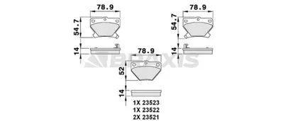 BRAXIS AB0085 Arka Fren Balatası Toyota Corolla 1.4 1.6 2002-2007 Yarıs 1999-2006 Verso 2001-2004 GM 446652050, GM 446652060, GM 446652090, GM 446620090, GM 446652040, GM 446652030, GM 446652010, GM 446652020, GM 4466YZZD5, GM PA544