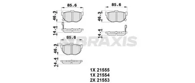 BRAXIS AB0234 Arka Fren Balatası Hyundaı Elantra 1996-2006 Kıa Cerato 2004-> GM DD06061E25, GM 44060D3590, GM 44060D3591, GM 44060D5790, GM 4406008E90, GM 4406061E91, GM 4406061E92, GM 4406061E94, GM 4406065E90, GM 4406086E90