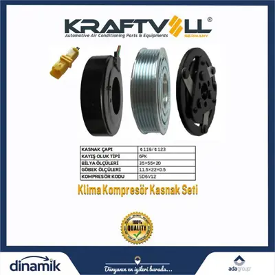 KRAFTVOLL 19011061 Klima Kompresor Kasnak Seti 6pk 119mm