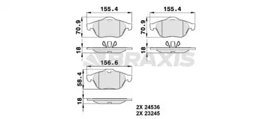 BRAXIS AA0092 On Fren Balatası Renault Megane Iı 05> Grand Scenıc Iı Iıı 05>  Clıo Iıı 04> 1.5 1.6 16v 1.9 D 2.0 1 GM 410607690R, GM 7701209808, GM 7701206598, GM 7701208183, GM 8660004594, GM 8671016178, GM 410600012R, GM 447698151C, GM 895698151A, GM 7701209100