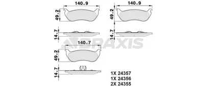 BRAXIS AA0355 Arka Fren Balatası Cherokee Kj 2,4 / 2,5crd / 2,8crd / 3,7 V6 06 / 04> GM 5093511AB, GM 5093511AC, GM 5179242AA, GM FEM2136FF, GM 5083882AD, GM 5083882AF, GM 5191823AA, GM 5083882AC, GM 5083882AE, GM 5093511AA