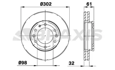 BRAXIS AE0719 On Fren Dıskı Ford Ranger Tke 2.2-3.2 11> – Mazda Bt 50 2.2tdcı 12 /> GM AB311125AB, GM AB311125AC, GM FORAB311125AC, GM UC2B33251B, GM 1727183, GM 1742318, GM 1763037, GM AB311125AA, GM UC2B33251A