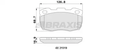 BRAXIS AA0165 Fren Balatası On Defender  GM RTC5574, GM SFP000140, GM SFP000260, GM STC1275, GM STC2952, GM SFP000260L, GM 5022398, GM 89VX2KO21BA, GM GBP267, GM GBP270