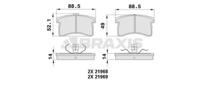 BRAXIS AA0330 On Fren Balatası Daıhatsu Cuore Domıno Mıra GM 449187204000, GM 449187205000, GM 449187206, GM 449187206000, GM 449187209, GM 449187209000, GM 449187213000, GM 449187216000, GM 449187217, GM 449187217000