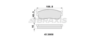 BRAXIS AA0462 On Fren Balatası Nıssan Sunny B11 / 2 82-92 / Subaru / Justy / Lıbero GM 4106001A25, GM 4106062A90, GM 4106062A91, GM 4106072A89, GM 4106076A86, GM 4106089A91, GM 725191220, GM 725191630, GM 725191631, GM 725191990