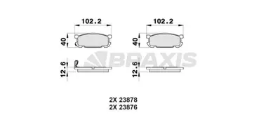 BRAXIS AB0409 Arka Fren Balatası Mx 5 Iı Fıslı 98>05 GM NCY32648ZA, GM NCY32648Z, GM NCY32643ZA, GM NCY32643Z, GM N0Y92643ZC, GM N0Y92643ZB, GM N0Y92643ZA, GM N0Y92643Z, GM N0Y72648ZC, GM N0Y72648ZB