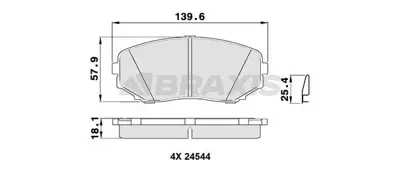 BRAXIS AB0388 On Fren Balatası Mazda Cx 7-Cx 9 2007-2014 GM EHY23328Z, GM EHY43328Z, GM EHY53328Z, GM EHY53328ZA, GM EHY53328ZB, GM L2Y63323Z, GM L2Y63323ZA, GM L2Y63328Z, GM L2Y63328ZA, GM L2Y63328ZB