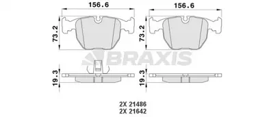 BRAXIS AA0110 Fren Balatası On Bmw E39 E38  X3 E83  X5 E53 GM 34111163227, GM 34111163307, GM 34111165227, GM 34111265227, GM 34112157589, GM 34112180419, GM 34112229031, GM 34112282090, GM 34112282165, GM 34112282166