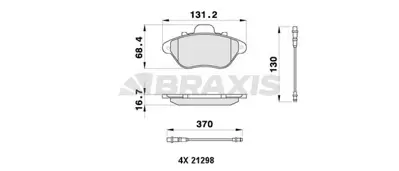 BRAXIS AB0456 On Arka Fren Balatası Peugeot 605 (10 / 1989>6 / 1994). Renault Clıo Iı (3 / 1998>3 / 2001). Clıo Iı GM 4241K4, GM 425080, GM 6000008898, GM 6000009332