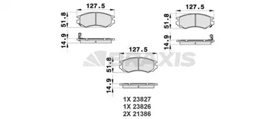 BRAXIS AB0511 On Fren Balatası Nıssan 100nx Sunny GM 4106054C87, GM 4106054C86, GM 410600N685, GM D106MN2289, GM D10600N685, GM 4106051E87, GM 4106054C88, GM AY040NS040, GM 4106069C85, GM 4106054C85