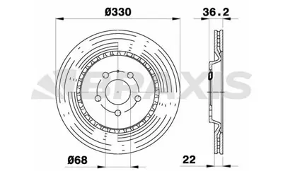 BRAXIS AE0419 Arka Fren Dısk Aynası Audı A4 A5 A6 A7 A8 Q5 Porsche Macan 08> GM 4H0615601D, GM 4H0615601H, GM 4H0615601K, GM 4H0615601Q, GM 80A615601A, GM 80A615601C, GM 8W0615601E, GM 8W0615601K, GM 95B615601A, GM 95B615601F