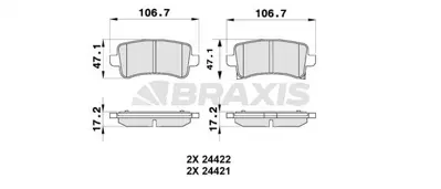 BRAXIS AB0180 Arka Fren Balatası Insıgnıa A 09> 17 GM 1605103, GM 1605130, GM 1605319, GM 39021482, GM 13237765, GM 13365958, GM 22846362, GM 13237766, GM 13338368, GM 13343450