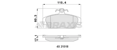 BRAXIS AA0172 On Fren Balatası Rover Mazda Mg Metro 115 Mx5