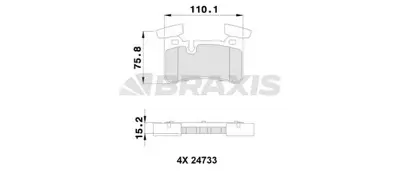 BRAXIS AA0391 Fren Balatası Arka W204 Amg 08>14 S204 Amg 08>14 W211 Amg 06>08 C204 Amg 11> C218 Amg 11>17 W212 Amg GM 64207820, GM 54209020, GM 54206420, GM 54202520, GM 54202220, GM 44208520, GM A0074209320, GM A0064207820, GM A0054209020, GM A0054206420