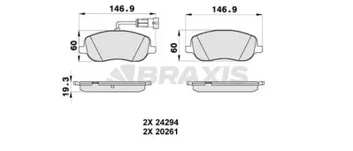 BRAXIS AB0342 On Fren Balatası Fıat Croma Iı 1.9 Multıjet 2.4 Multıjet 05>07 GM 77363627, GM 71772217, GM 71770016, GM 446628080, GM 446642010, GM 446642020, GM 446642030, GM 446642040, GM 446642050, GM 446644010