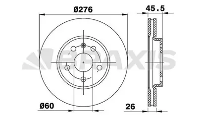 BRAXIS AE0201 On Fren Dıskı 15 Inch (276mm) Astra J 10> Cruze10> Aveo T300 GM 569069, GM 509069, GM 569073, GM 95527030, GM 13502044, GM 13502045, GM 13502824, GM P13502045, GM 1605270, GM 1680581980