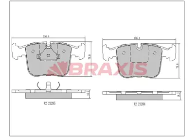 BRAXIS AA0411 On Fren Balatası Bmw Serıe 8 GM 34111160296, GM 34111160712, GM 446535020, GM 449135200, GM 1160296, GM 1160712, GM 1163307, GM 1165227, GM 21471, GM 21642