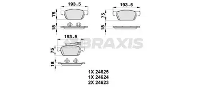 BRAXIS AB0195 On Fren Balatası Transporter T5 / T6 1.9 2.0tdı 03> GM 7E0698151, GM 7E0698151B, GM 7E0698151C, GM 7E0698151D, GM 2112004, GM 2096245, GM 1619790980, GM 1610428780, GM JZW698151AK, GM 6RU698151B