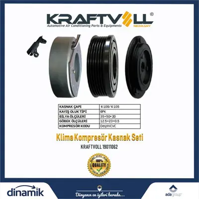 KRAFTVOLL 19011062 Klima Kompresor Kasnak Seti Opel  Astra  6pk 105mm