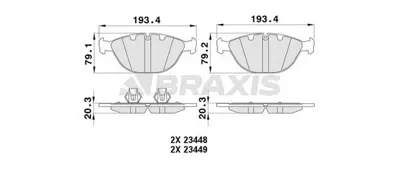 BRAXIS AA0445 Fren Balatası On Bmw X5 E53 00>06 GM 34116761282, GM 34116756350, GM 34112180420, GM 2180420, GM 6761282, GM 6756350, GM 34116763652, GM 34116757915, GM 6756364, GM 6757915