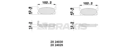 BRAXIS AB0520 Arka Fren Balatası Mazda Mx5 1.8ı GM NOY72648ZB, GM N0Y92643ZC, GM NCY32643Z, GM NCY32643ZA, GM NCY32648ZA, GM NCY32648Z, GM N0Y92643ZB, GM N0Y92643ZA, GM N0Y92643Z, GM N0Y72648ZC