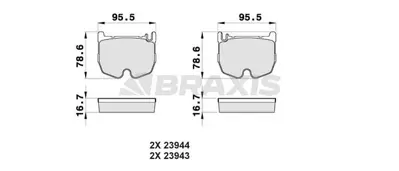 BRAXIS AB0465 Fren Balatası On C219 Cls 55 Amg 05>10 W211 E55 Amg 02>08 W220 S65 Amg 01>05 GM A0044204620, GM A1994210010, GM A1994210610, GM 34205320, GM 34207120, GM 34204020, GM 44204520, GM 44204620, GM 1994200120, GM 1994210010