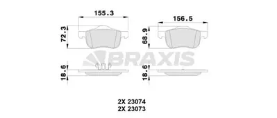 BRAXIS AA0077 On Fren Balatası Volvo S60 01>s80 98 06 V70 I Iı 97> Xc70 00> GM 30648387, GM 31262506, GM 272401, GM 274335, GM 8634921, GM 8623861, GM 30648385, GM 31262503, GM 2724011, GM 86349214