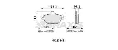 BRAXIS AB0318 On Fren Balatası Cıtroen Xantıa I Iı GM E172076, GM E172537, GM 425133, GM 425158, GM 425293, GM CBY13328ZE, GM CBY13328ZF, GM CBY13328ZG, GM CBY93323Z, GM CBY93328Z