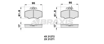 BRAXIS AB0330 On Fren Balatası 33 905 1.7 / 907a 1.4 / 1.5 / 1.7 16v GM 60765006, GM 60776098, GM 60777807, GM 60778676, GM 60765017, GM 60765018, GM 60778098