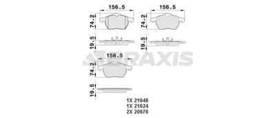 BRAXIS AA0073 On Fren Balatası Passat A4 1.8 / 1.8t / 2.4 / 2.5 / 2.6 95>01 GM 1J0698151L, GM 3A0615116A, GM 3A0615116B, GM 3A0615151, GM 3A0615151A, GM 3A0698151, GM 3A0698151A, GM 8N0698151, GM 8660004646, GM 8671016557