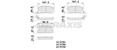 BRAXIS AB0390 Arka Fren Balatası Toyota Mr2 GM 446617040, GM 446617030, GM 446617020, GM 449217030, GM 449217020, GM 449217010, GM 4466YZZC3, GM 446617100, GM 446617090, GM 446617080