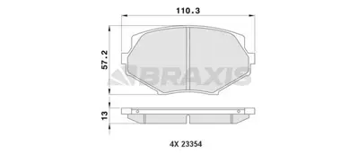 BRAXIS AA0168 On Fren Balatası Mazda Mx-5 2000-2005 Fıslı GM N0Y33328Z, GM N0Y33323Z, GM AY040MA014, GM 1U163328Z, GM NAY533232, GM NAY53323Z, GM NAY53323ZA, GM NAY53323ZB, GM NAY53323ZC, GM NAY53328Z