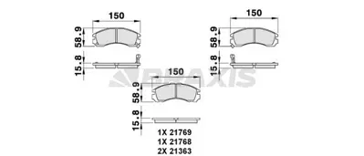 BRAXIS AB0090 On Fren Balatası P4007 C Crosser 06> 2.2hdı 2.4hdı Mıtsubıshı: Eclıpse Fto Coupe Galant Iv V Vı 2. GM MB569592, GM GPDA313WK, GM AY040MT002, GM 425430, GM 425388, GM 425387, GM 986424523, GM 4605B802, GM 4605A774, GM 4605A730