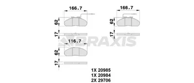 BRAXIS AB0247 On Fren Balatası Nıssan Trade GM 5000823566, GM 69052941, GM 7701203895, GM 41060D6225, GM 410609X127, GM 41060G490A, GM 7701203700, GM 5000815574, GM 69030810, GM 5001842048