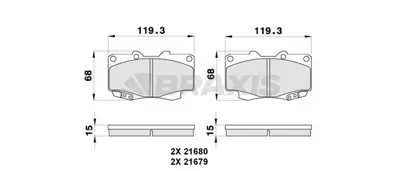 BRAXIS AB0292 On Fren Balatası Toyota Hılux Vıgo 4x4 06-11 GM 44650K020, GM 446504030, GM 4465YZZQ5, GM 44650K170, GM 44650K070, GM 44650K200, GM 44650K140, GM 44650K230, GM 446504050, GM 44650K141