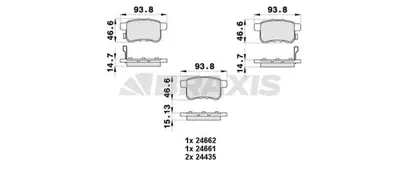 BRAXIS AB0437 Arka Fren Balatası Accord 09>12 GM 43022TL1G01, GM 43022TA0A00, GM 43022TA0A70, GM 43022TA0A40, GM 43022TA0A80, GM 43022TA0A51, GM 43022TL1G02, GM H4302TA0003, GM 4465YZZEG, GM 43022TA0A52