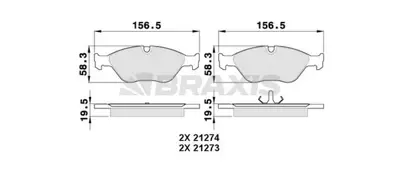 BRAXIS AA0336 Arka Fren Balatası Volvo 850, S70, V70 240 2,3, 2,4 D, 740 2,0, 2,3, 2,3 16v GM 272535, GM 272569, GM 272782, GM 2727820, GM 2728700, GM 272911, GM 2729119, GM 2713360, GM 2718245, GM 2714772