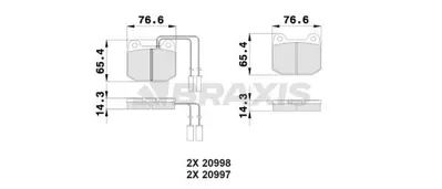 BRAXIS AB0506 On Fren Balatası Opel Speedster GM 4406012U87, GM 4801292, GM 4801667, GM 446505270, GM 446505280, GM 93181525, GM 9199058, GM MR407391, GM 26696FE000, GM 26696FE001