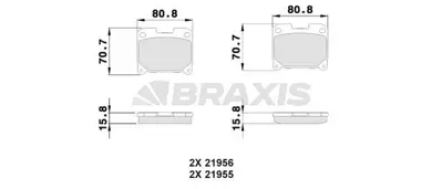 BRAXIS AB0514 Arka Fren Balatası Toyota Supra GM 446614040, GM AY060TY013, GM 446620050, GM 449220110, GM 449232061, GM 449214160, GM 449214161, GM 446614050, GM 449214170, GM 446620010