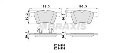 BRAXIS AA0408 Fren Balatası On 4-Matic Gl-Class X164 06>12 R-Class W251 R 500 07>14 GM A1644201320, GM 1644201320, GM 1644202520, GM A1644202520, GM A1644200920, GM A1644202320, GM 1644202320, GM 1644200920, GM 1644202520S, GM 1644201320S