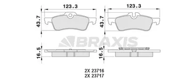 BRAXIS AA0115 Arka Balata Mını R50 R53 R52 GM 34211503077, GM 6770252, GM 6761288, GM 1503077, GM 6762871, GM 34216761288, GM 34216762871, GM 34216770252, GM 34316786873, GM 34212166621