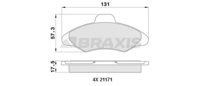 BRAXIS AA0185 On Fren Balatası Escort 90>00 Orıon 1.3 / 1.4 / 1.6 90>93 Fıssız GM 97AG2K021BA, GM 97AG2K021AB, GM 94AB2K021AC, GM 94AB2K021AB, GM 94AB2K021AA, GM 1130753, GM 1121667, GM 1048310, GM 1048309, GM 1048308