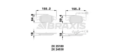 BRAXIS AA0507 On Fren Balatası Alfa Romeo Gıulıetta 1.4 Tb 10=> 1.6 Jtdm 105 10=> GM 77365355