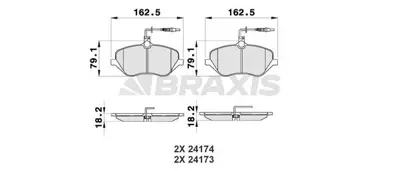 BRAXIS AB0194 On Fren Balatası P407 C6 2.2hdı 2.2 16v 3.0 2.7 GM 425278, GM 425294, GM 425336, GM 425337, GM 425348, GM 4254A0, GM 425410, GM 425411, GM 425478, GM E172314