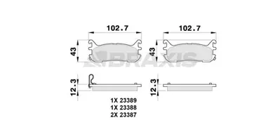 BRAXIS AB0272 Arka Fren Balatası Mazda Mx 5 1.6 1.8 98-03 GM BCYC2643Z, GM BCYC2643ZA, GM BCYC2648Z, GM BCYF2643Z, GM BCYF2643ZA, GM BCYF2648Z, GM BCYF2649ZA, GM B0YA2643Z, GM B0YA2643ZA, GM NAY52643Z