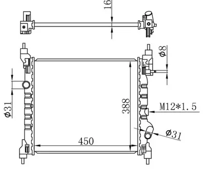 ORIS BCH191016 Motor Su Radyatoru Spark 1.2ı  10 > Manuel (450x388x16) 95423943 96984450 96676341 95423942 61679