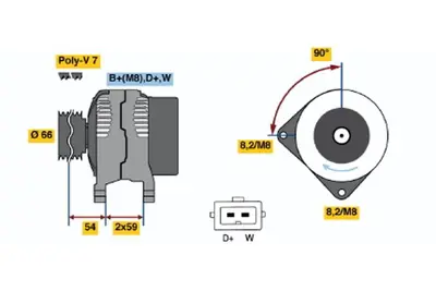 BOSCH 0 123 320 008 Alternator Eurovan 2.8 09.1996 08.2000 1516440R 21903025N 95VW10300JA